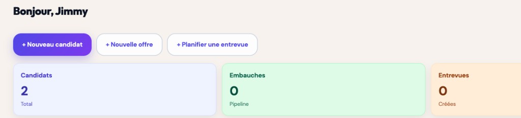 Rekruvia — accueil, candidats et indicateurs