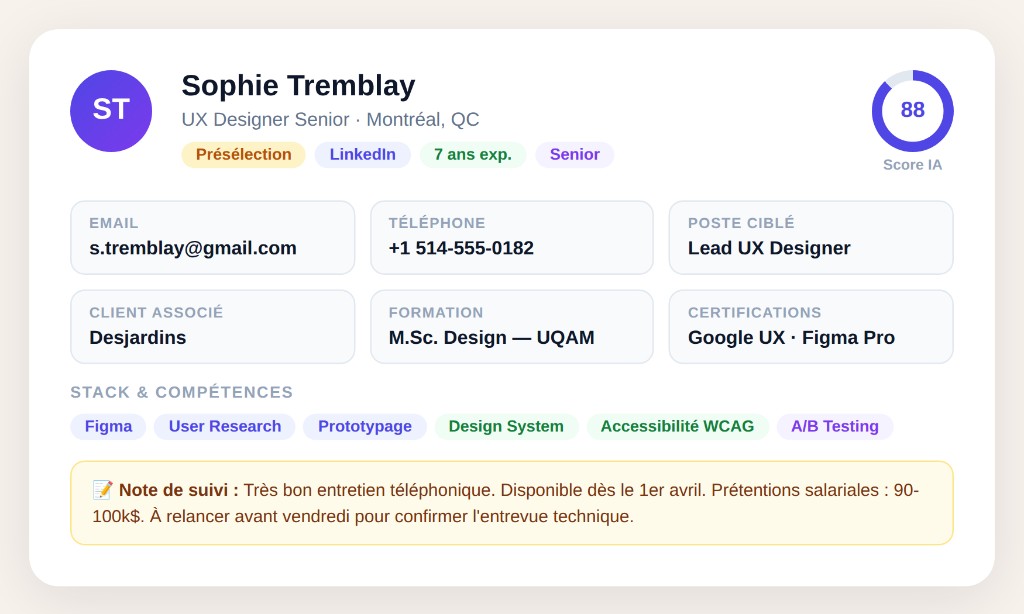 Fiche candidat centralisée